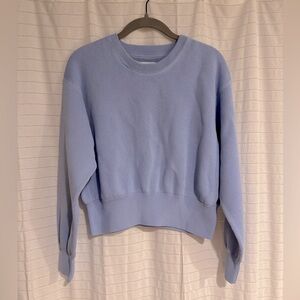 Aerie Soft Blue Cropped Crew Neck Sweater Size Medium